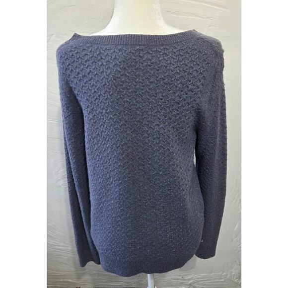 Ann Taylor Loft Woman's Blue Wool Blend/ Rabbit Hair Sparkly Sweater Size XL - Picture 2 of 6